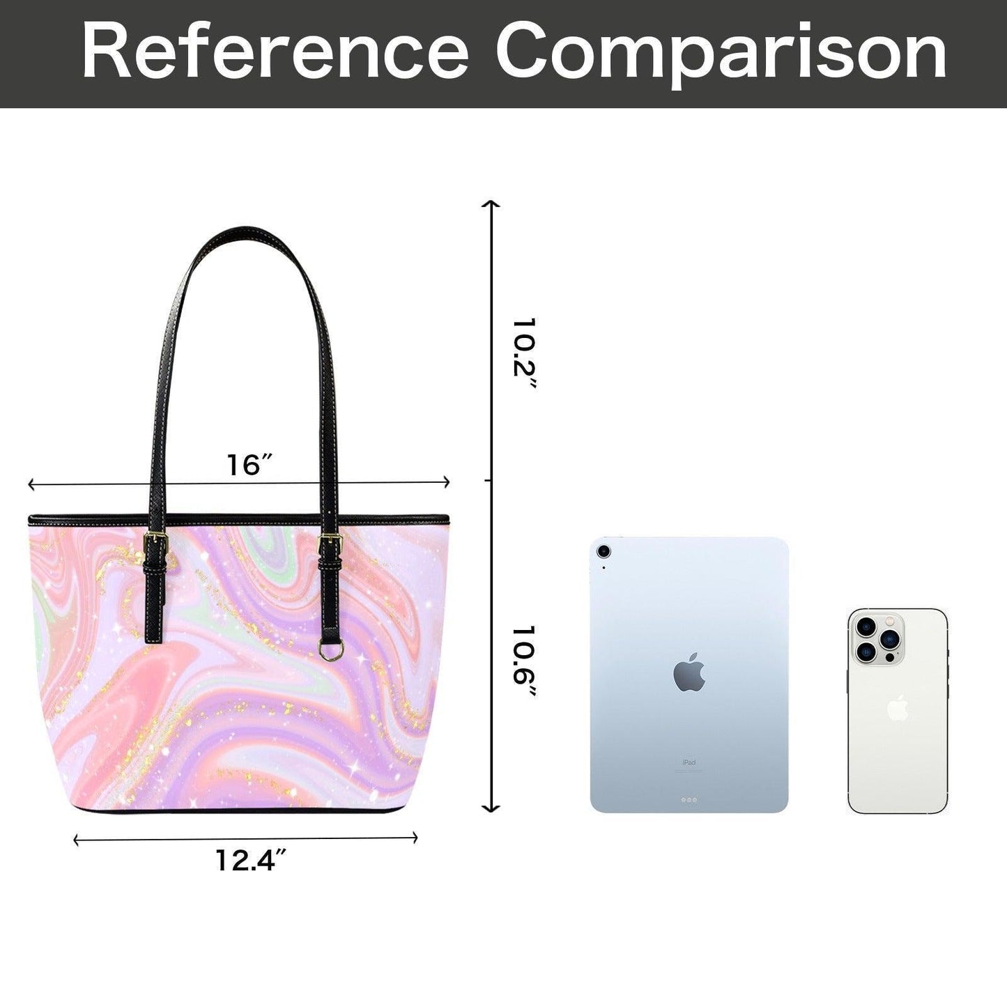 Pink Marble Tote Bag, Glitter Swirl Shoulder Purse, Dreamy Pastel Handbag, Coquette Style Carryall