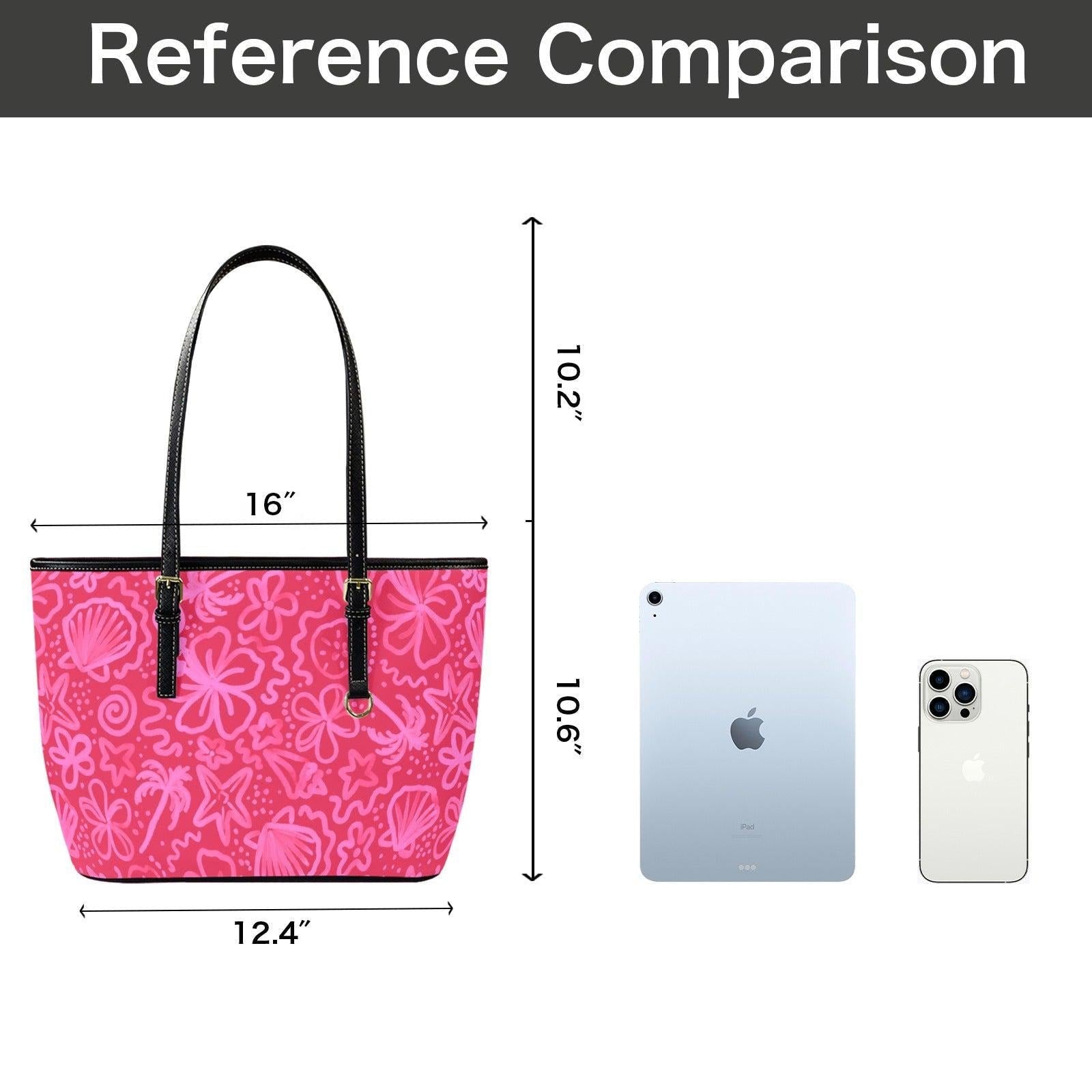 Pink Beach Doodle Tote, Coastal Summer Shoulder Bag, Tropical Vacation Carryall, Poolside Resort Purse