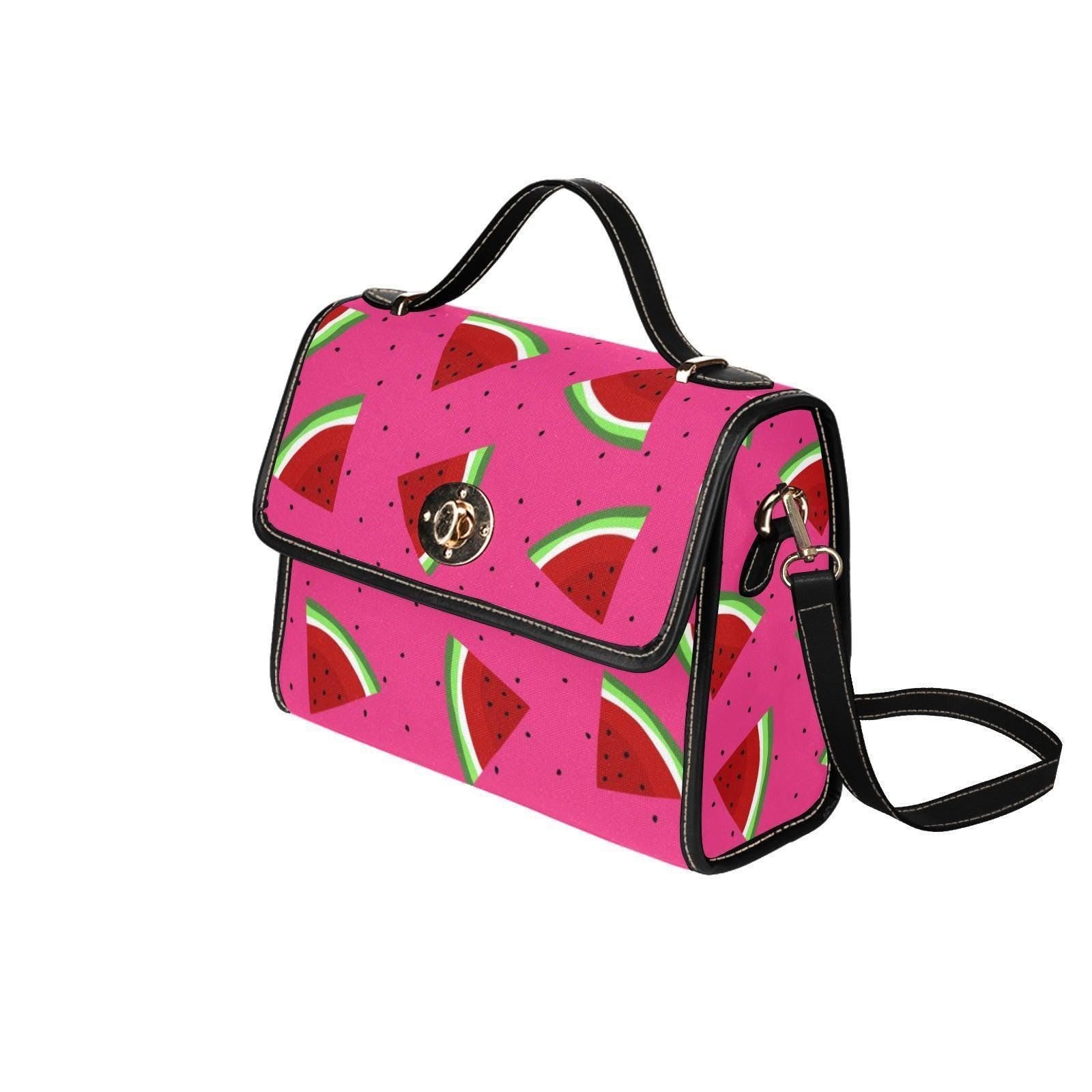 Watermelon Slice Satchel Purse, Pink Summer Crossbody Bag, Cute Beach Handbag for Festival Travel