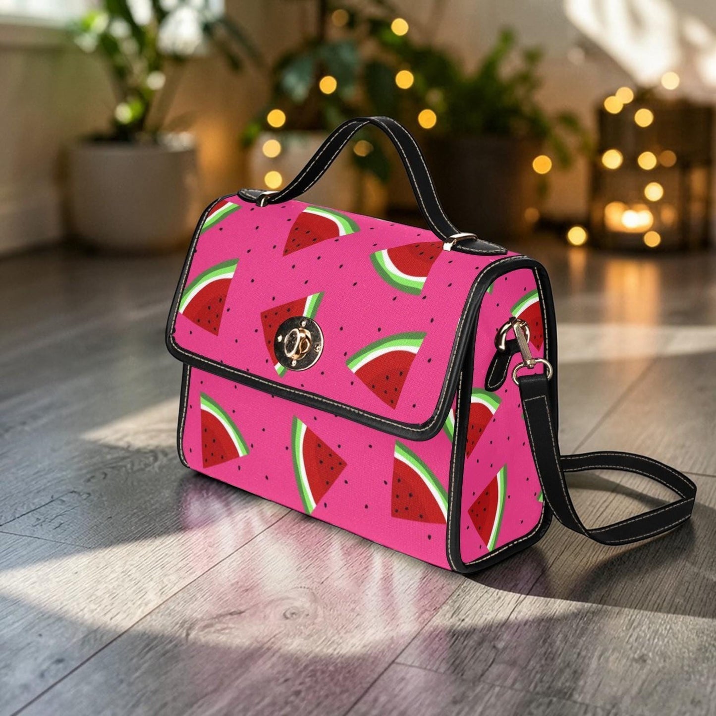 Watermelon Slice Satchel Purse, Pink Summer Crossbody Bag, Cute Beach Handbag for Festival Travel