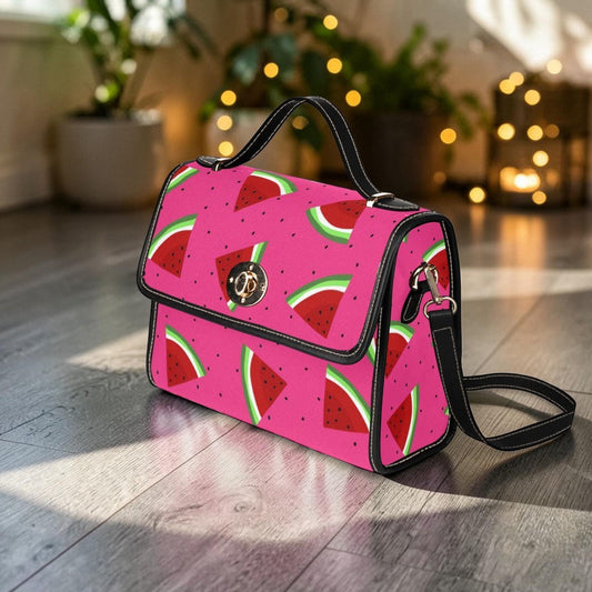 Watermelon Slice Satchel Purse, Pink Summer Crossbody Bag, Cute Beach Handbag for Festival Travel
