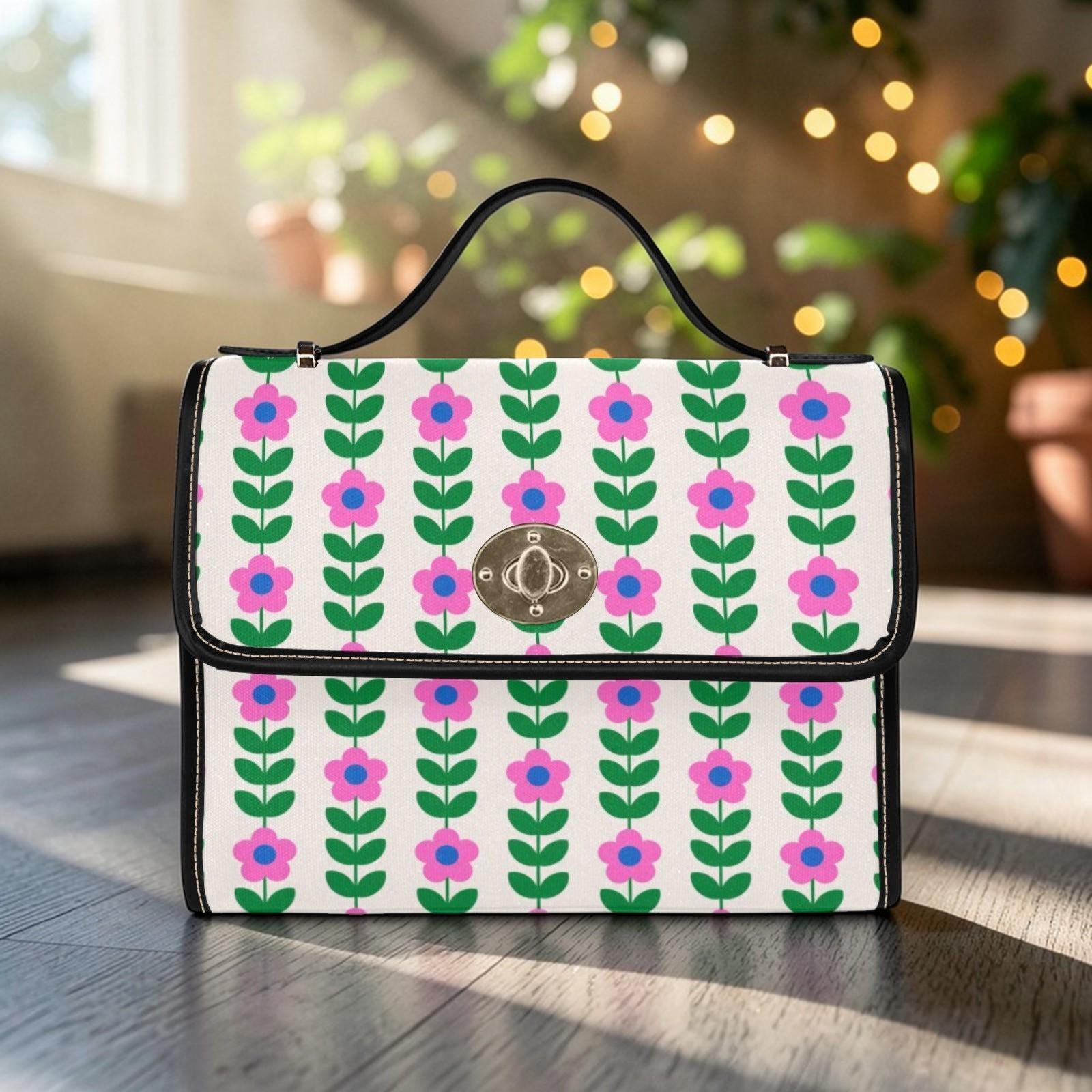 Watermelon Colorblock Tote, Retro Floral Crossbody Purse, Kawaii Summer Handbag