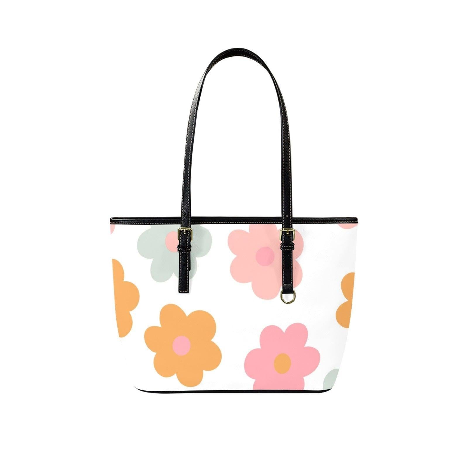 Retro Daisy Tote Bag, Mod Flower Shoulder Purse, Cute Everyday Carryall, Playful Floral Handbag
