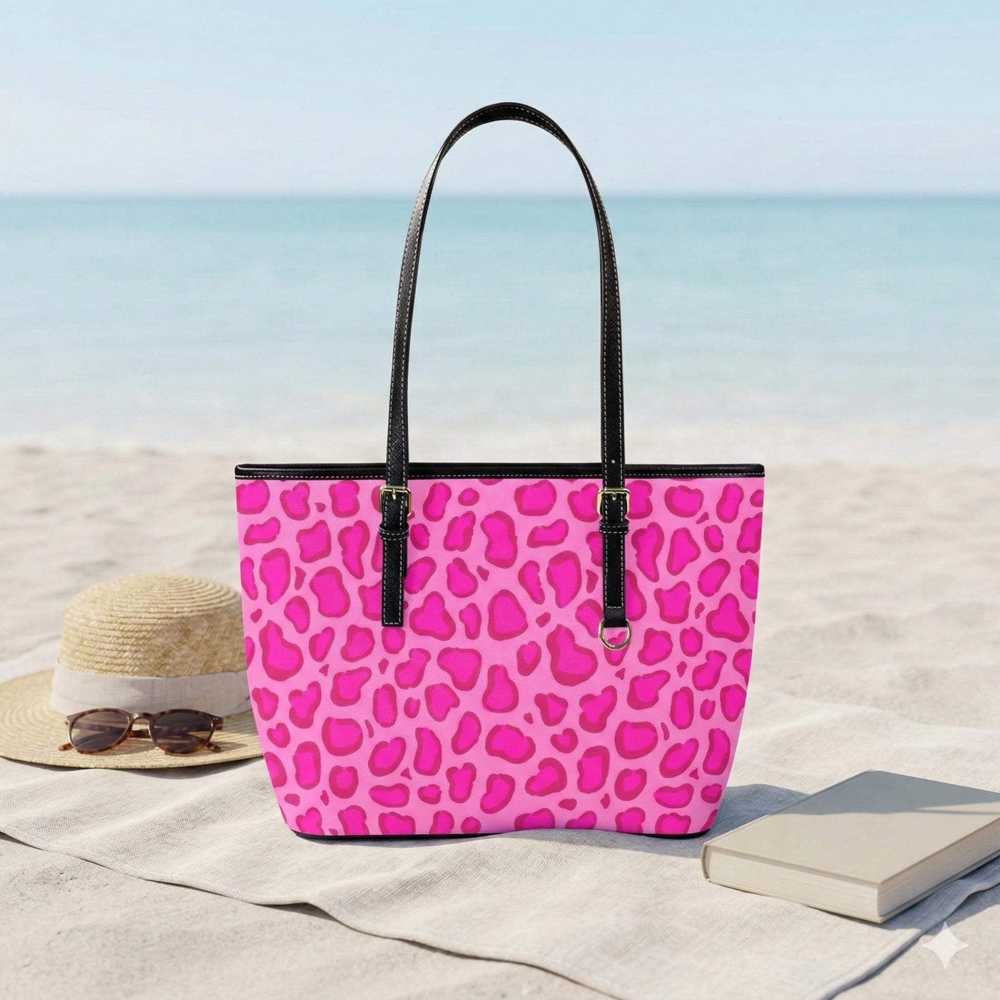 Hot Pink Leopard Tote Bag, Statement Animal Print Purse, Night Out Shoulder Bag, Trendy Fashion Carryall