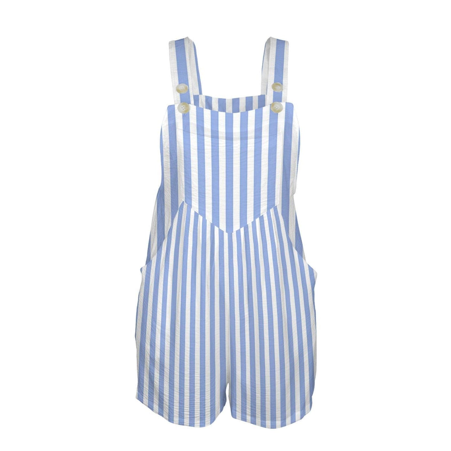 Blue Striped Romper, Coastal Shortall with Pockets, Breezy Summer Outfit