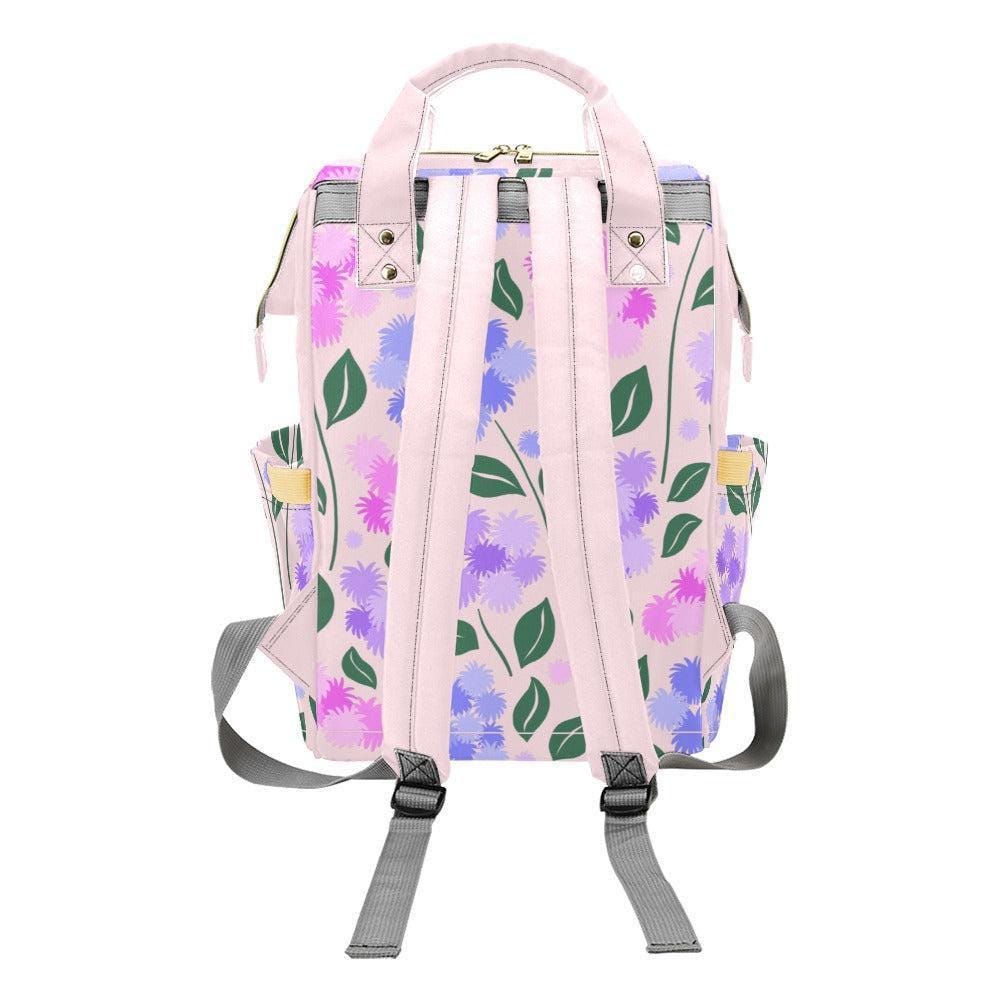 Wildflower Diaper Backpack for Moms, Lavender Floral Baby Travel Bag, Spring Nursery Organizer, Stroller Ready Parent Backpack