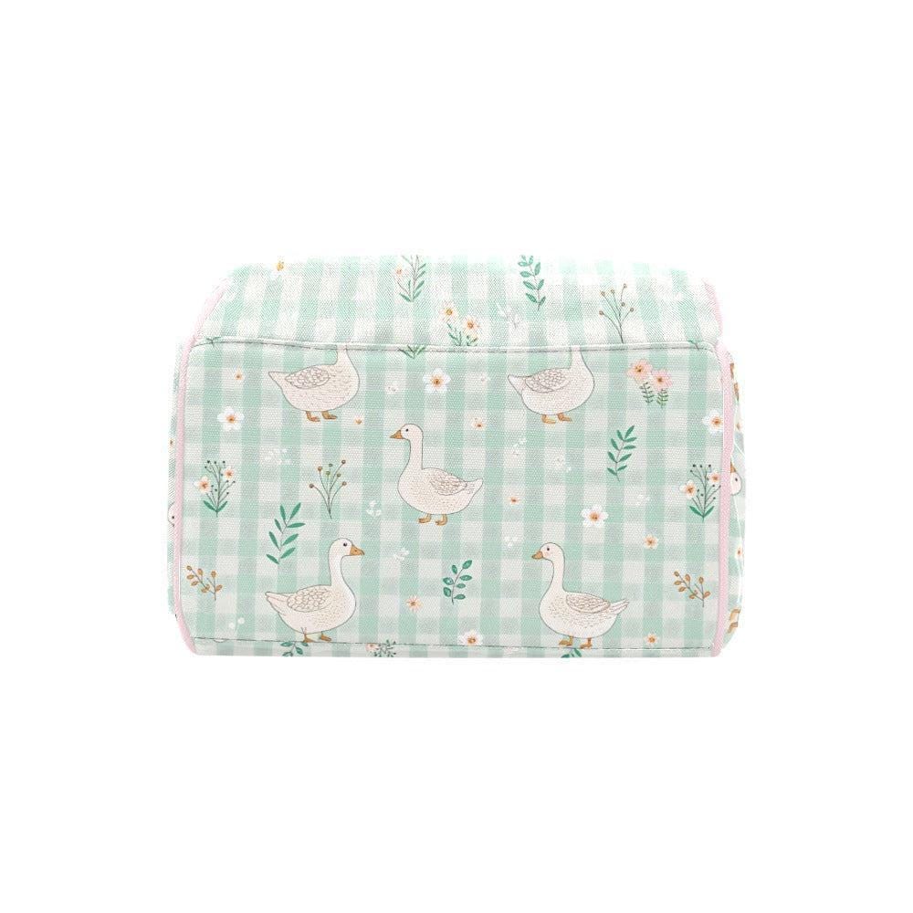 Goose Diaper Bag Backpack, Mint Gingham Cottagecore Mom Bag, Baby Travel Backpack, Farmhouse Stroller Organizer