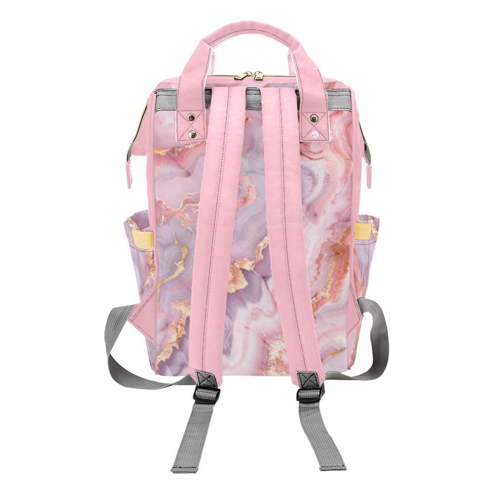 Pink Marble Diaper Bag Backpack, Blush Mom Backpack, Baby Travel Bag, Pastel Nursery Organizer, Chic Stroller Bag Gift
