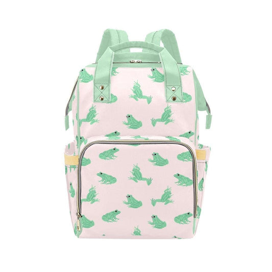 Frog Diaper Bag Backpack, Cute Baby Travel Bag for Moms, Pink Nursery Organizer, Stroller Backpack, Baby Shower Gift