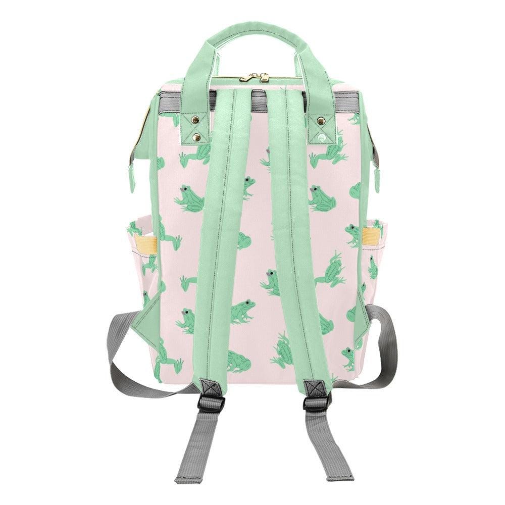 Frog Diaper Bag Backpack, Cute Baby Travel Bag for Moms, Pink Nursery Organizer, Stroller Backpack, Baby Shower Gift
