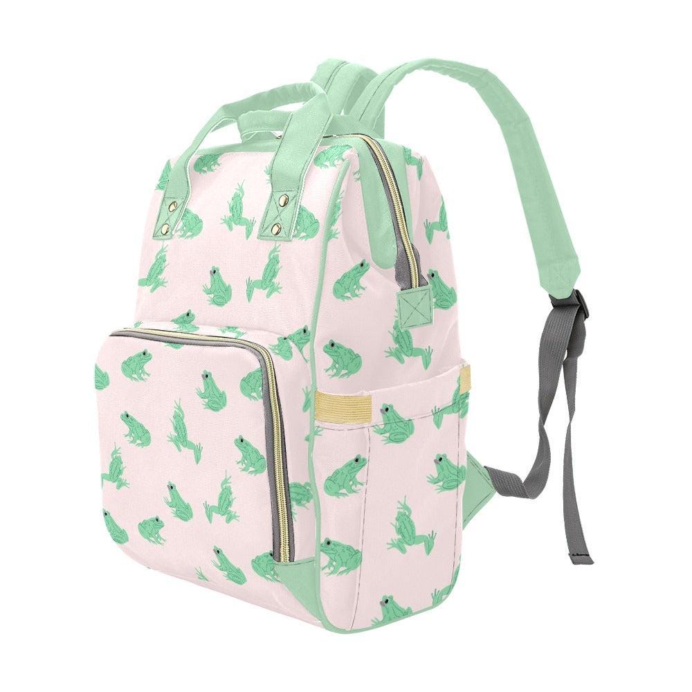 Frog Diaper Bag Backpack, Cute Baby Travel Bag for Moms, Pink Nursery Organizer, Stroller Backpack, Baby Shower Gift