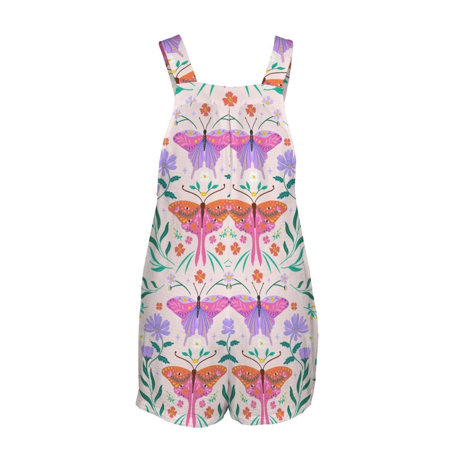 Butterfly Garden Romper for Women, Wildflower Overall Playsuit, Fairycore Summer Jumpsuit, Whimsical Nature Outfit