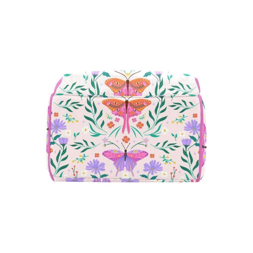 Moth Butterfly Floral Diaper Backpack, Cottagecore Botanical Baby Travel Bag