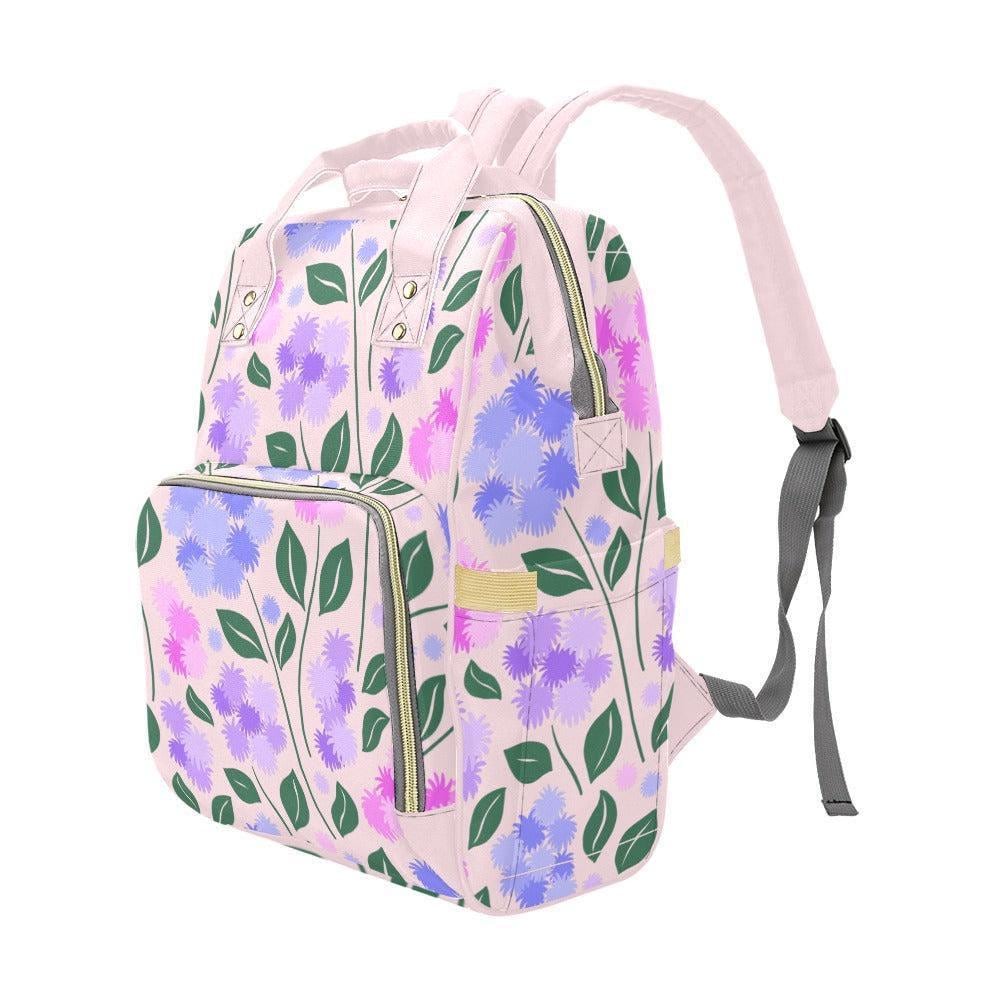 Wildflower Diaper Backpack for Moms, Lavender Floral Baby Travel Bag, Spring Nursery Organizer, Stroller Ready Parent Backpack