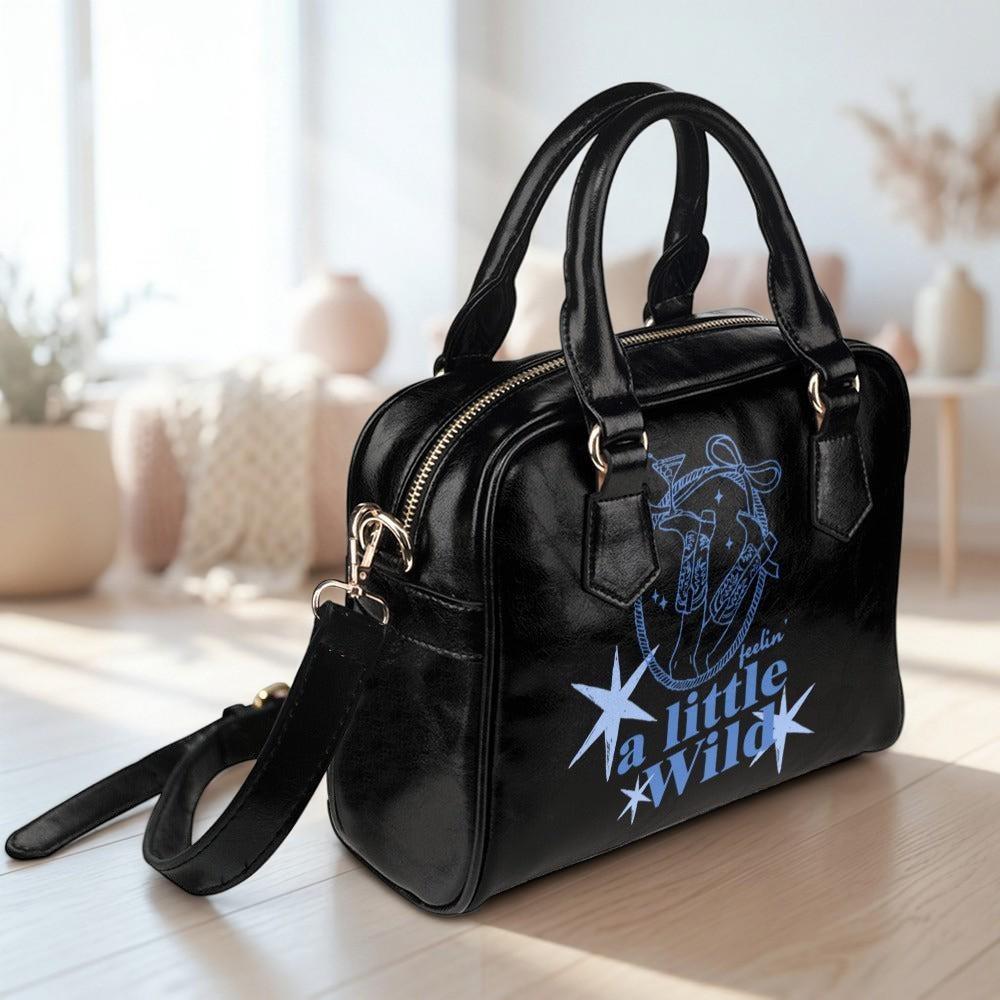 Cosmic cowgirl purse, western star satchel handbag, black bow heart shoulder bag, edgy rodeo accessory gift
